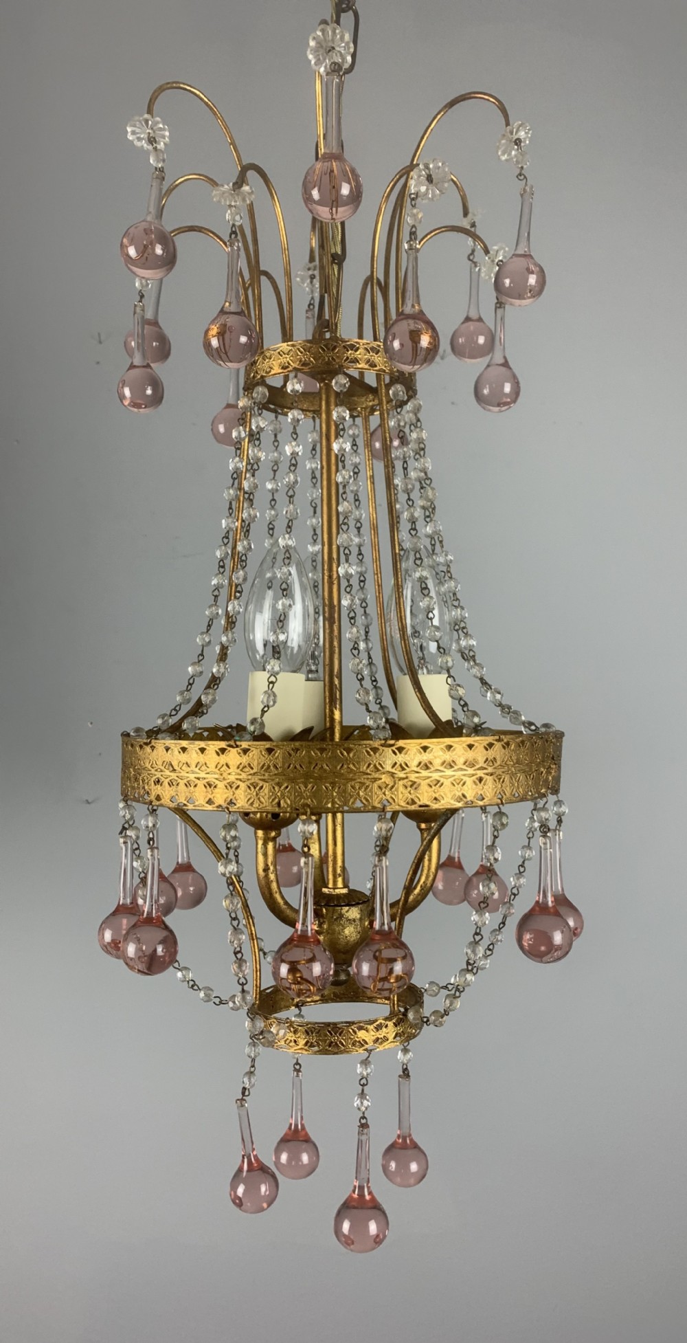 Italian Florentine Antique 3 Light Chandelier 