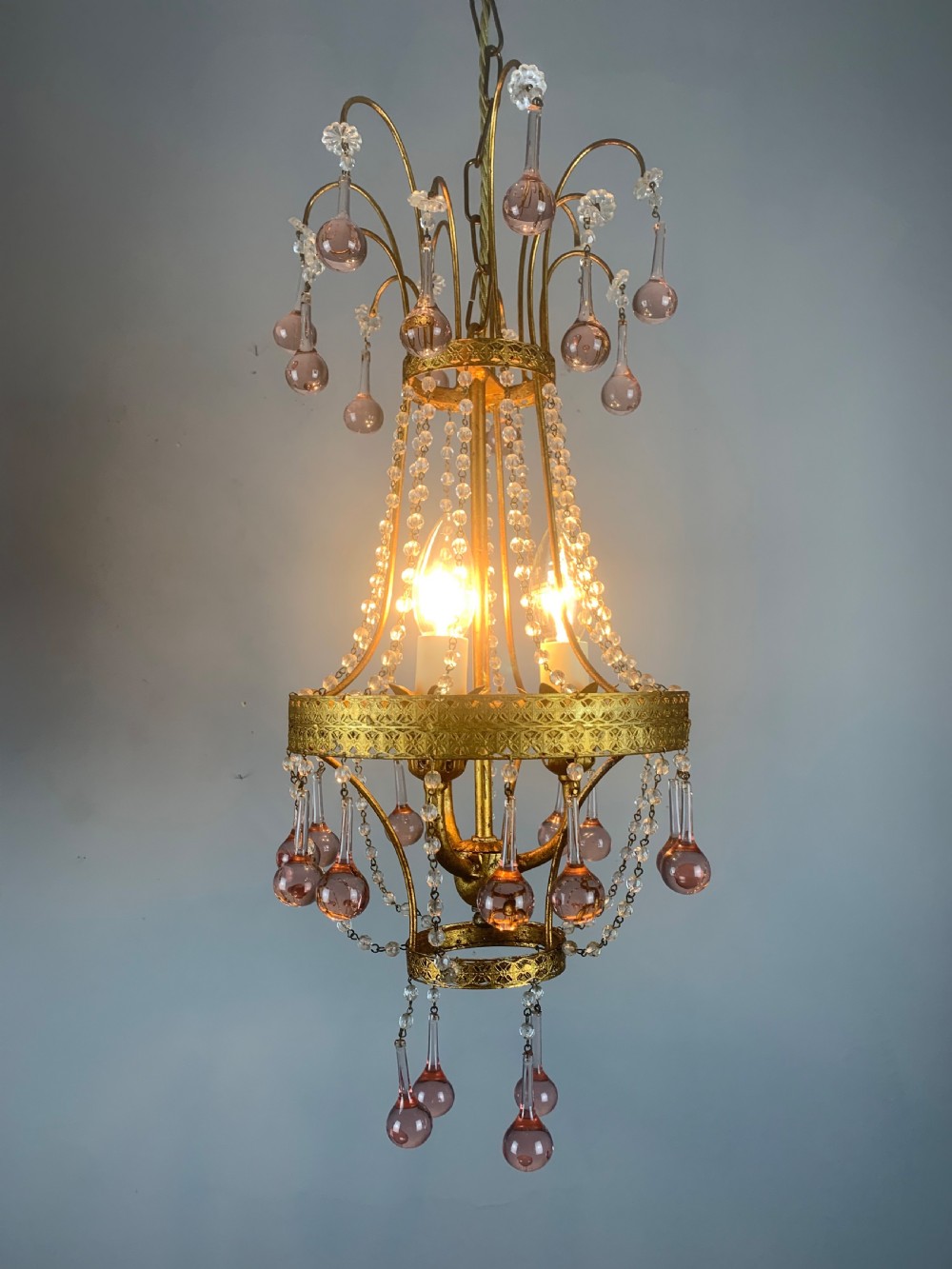 Italian Florentine Antique 3 Light Chandelier  View V
