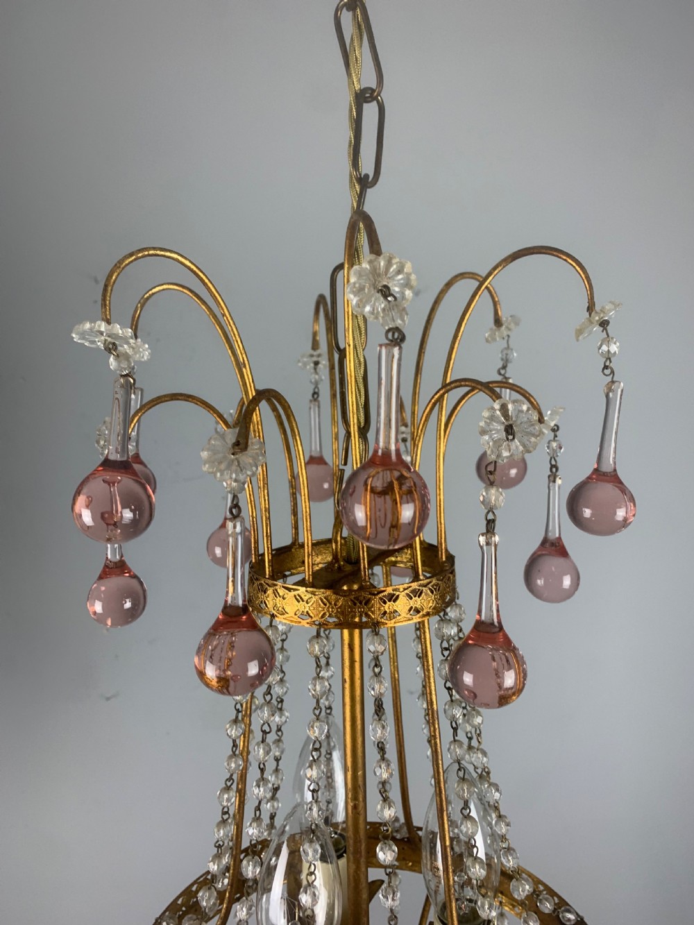 Italian Florentine Antique 3 Light Chandelier  View XIII