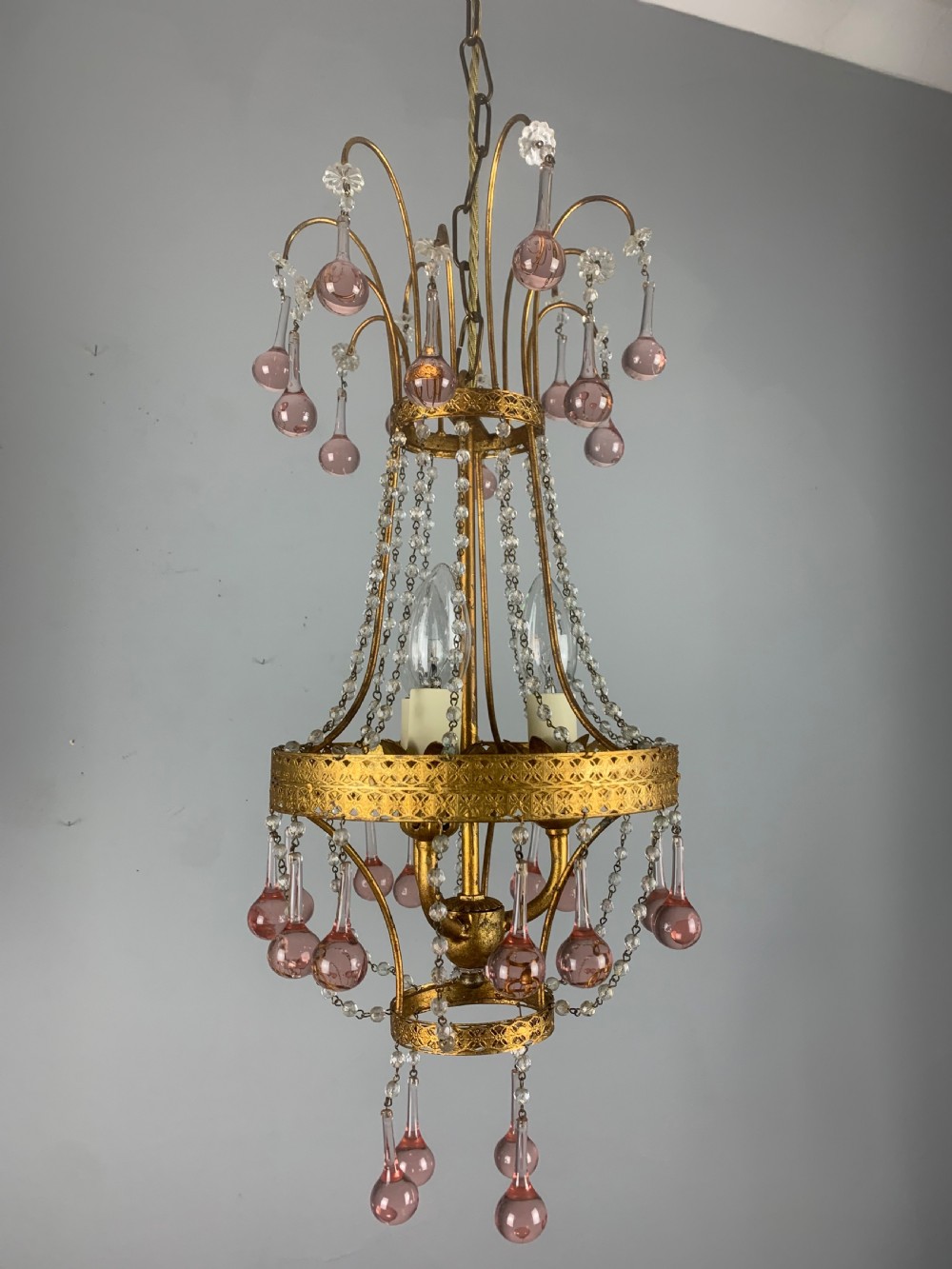 Italian Florentine Antique 3 Light Chandelier  View XIV