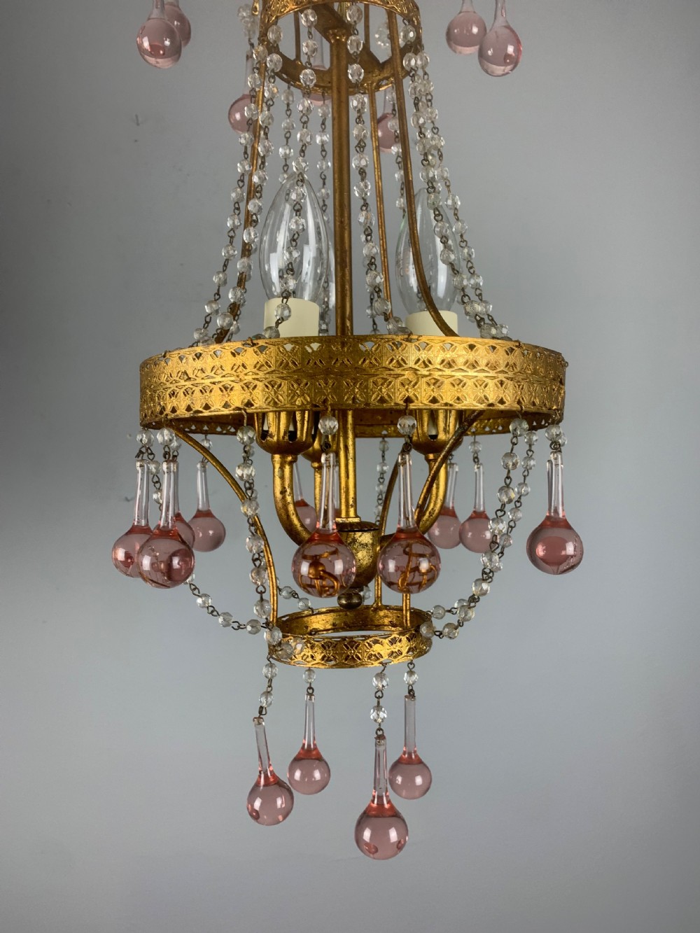 Italian Florentine Antique 3 Light Chandelier  View XV