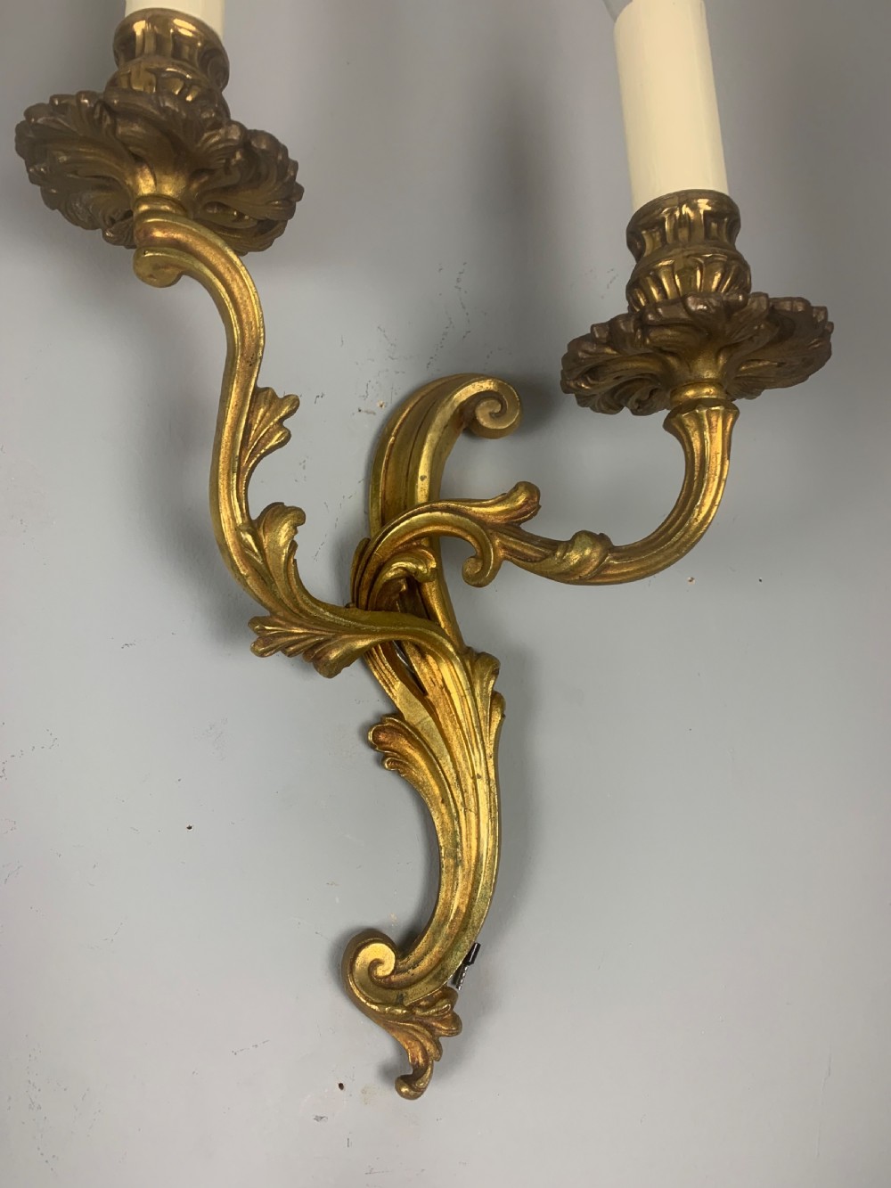 Set of 4 French Gilded Twin Arm Antique Wall Lights View V