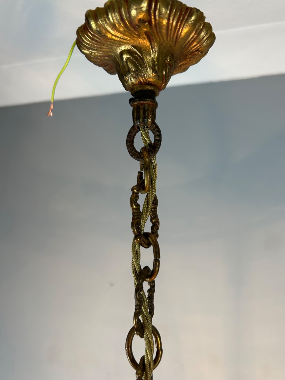 French Gilded Triple Light Antique Lantern View II