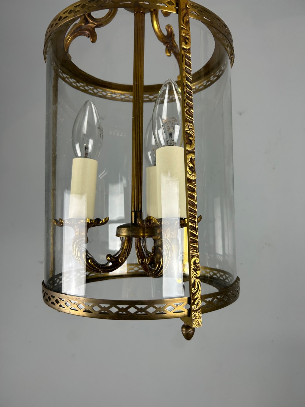 French Gilded Triple Light Antique Lantern View IX