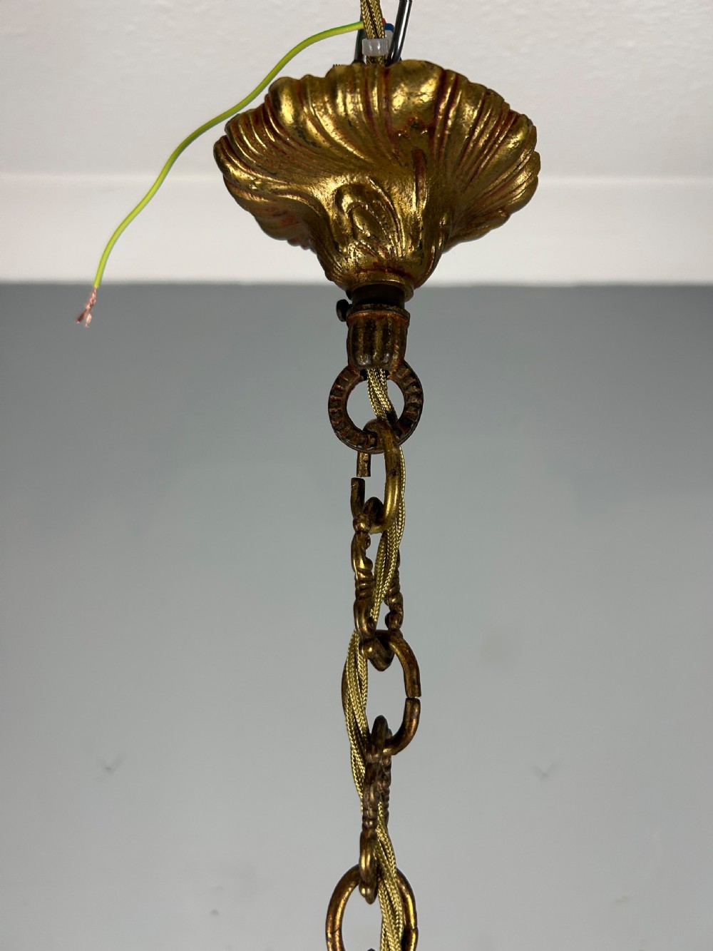 French Gilded Triple Light Antique Lantern View XII
