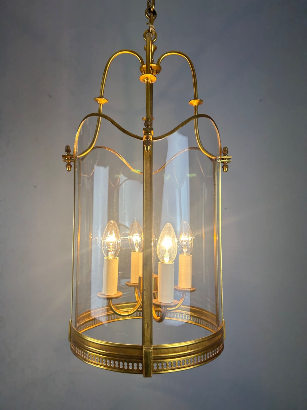 French Large Gilded Bronze Antique Lantern View III