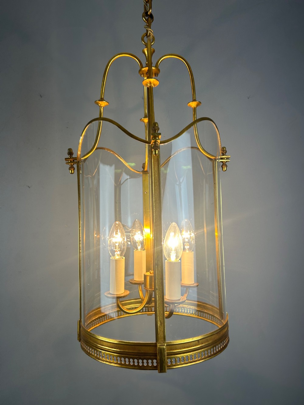 French Large Gilded Bronze Antique Lantern View VII