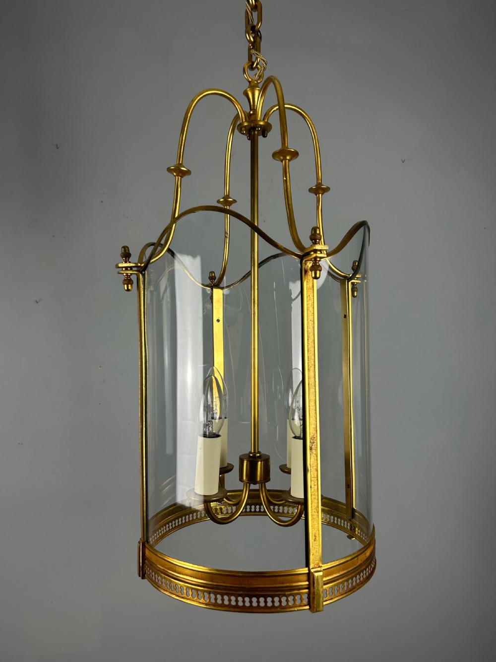 French Large Gilded Bronze Antique Lantern View X