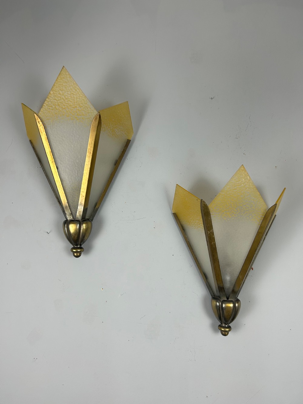 Large Pair of French Odeon Art Deco Wall Lights 