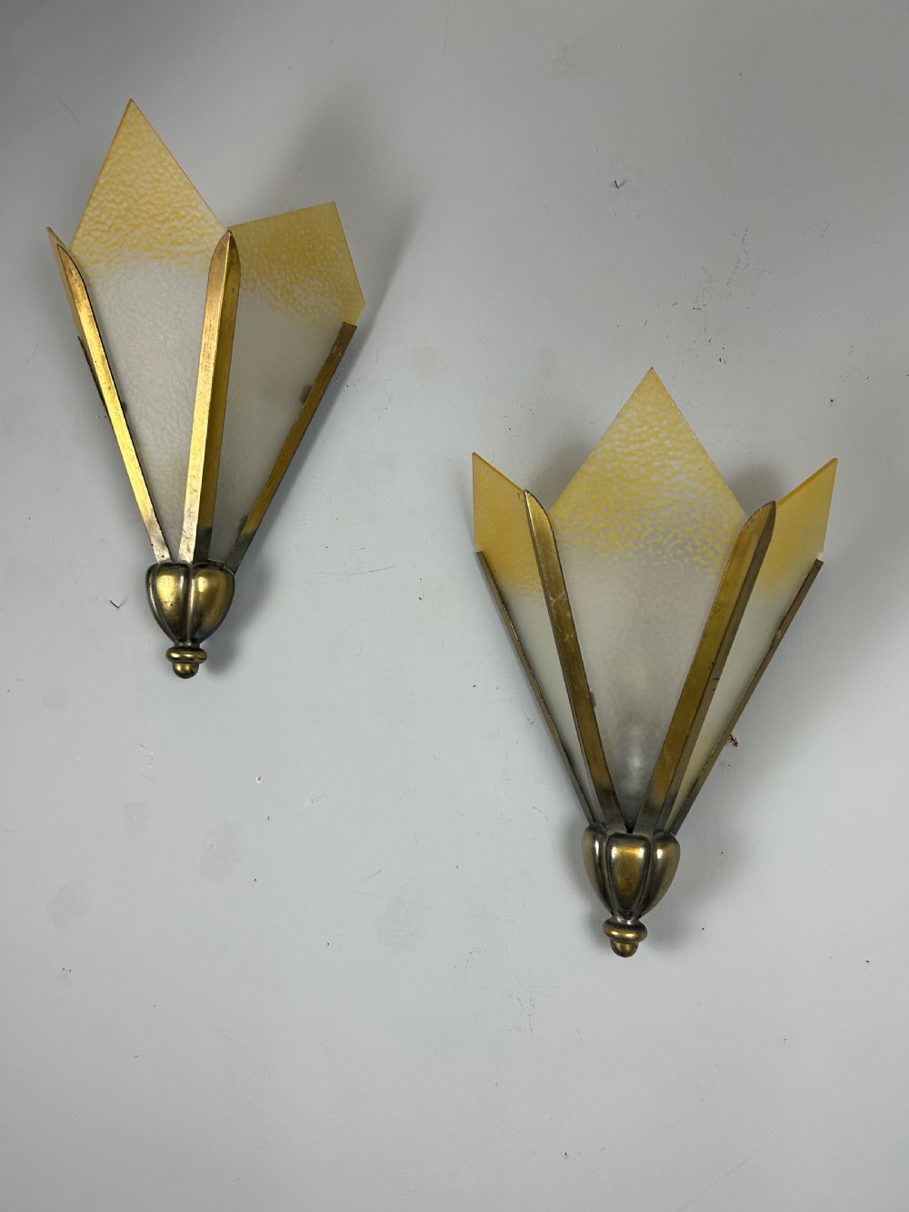 Large Pair of French Odeon Art Deco Wall Lights  View II