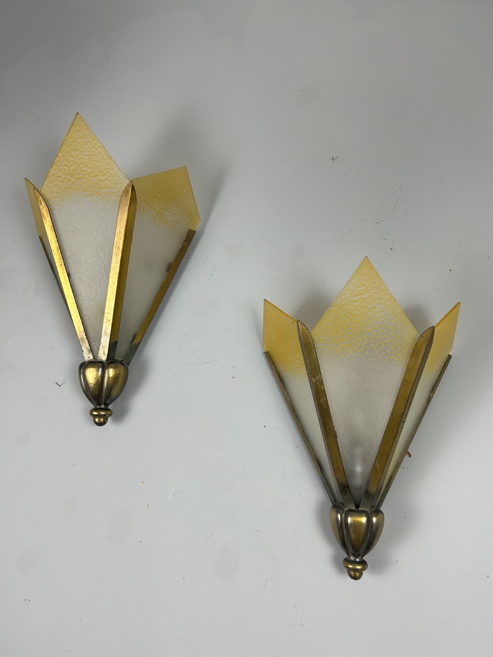 Large Pair of French Odeon Art Deco Wall Lights  View III