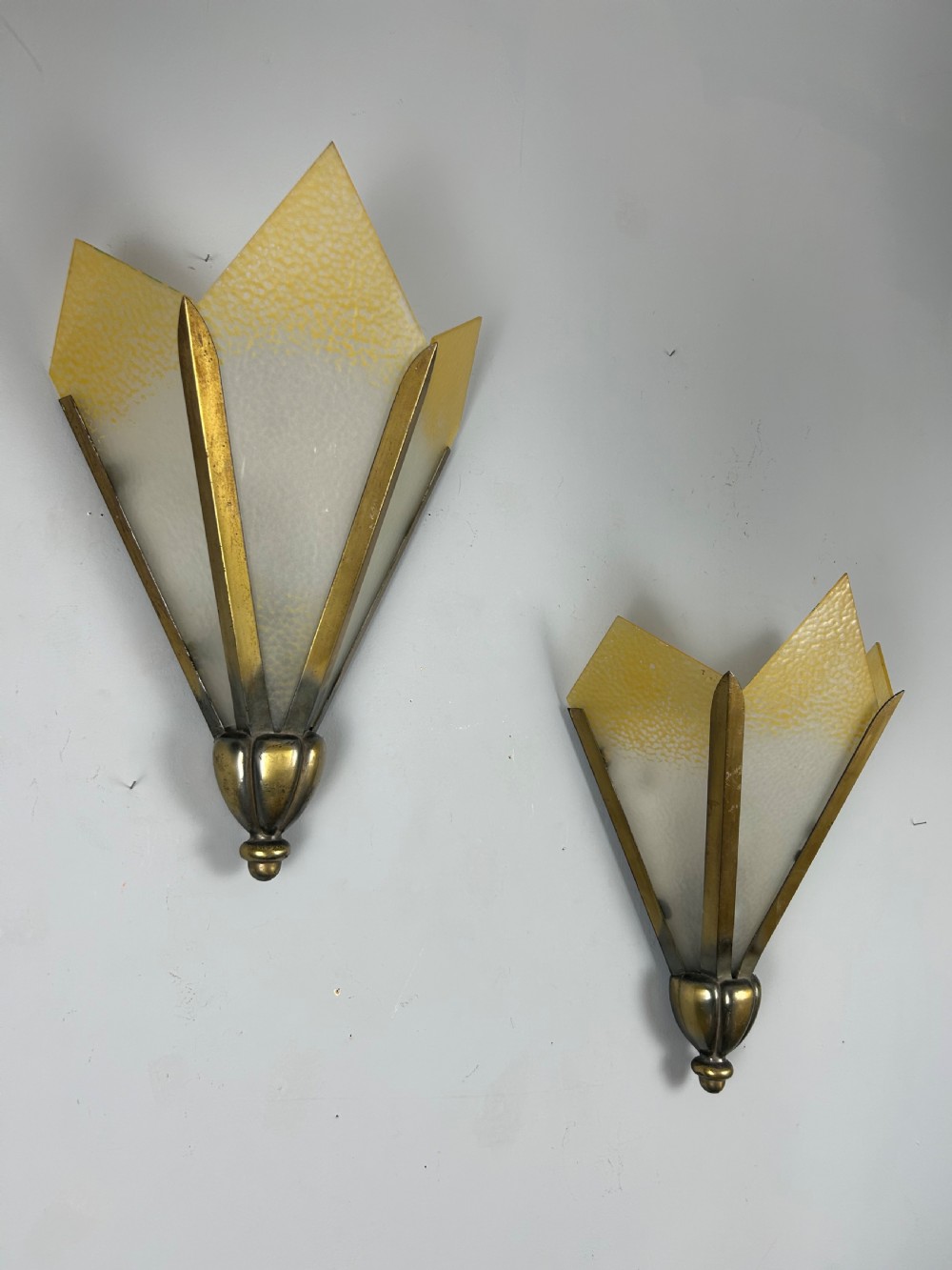 Large Pair of French Odeon Art Deco Wall Lights  View VI