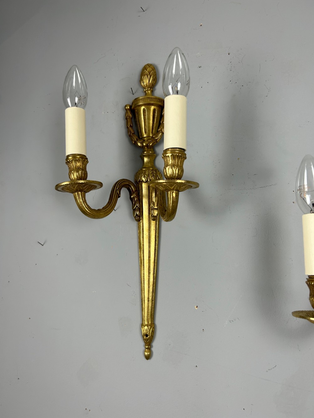 Pair Of French Gilt Brass Antique Wall Lights View IV