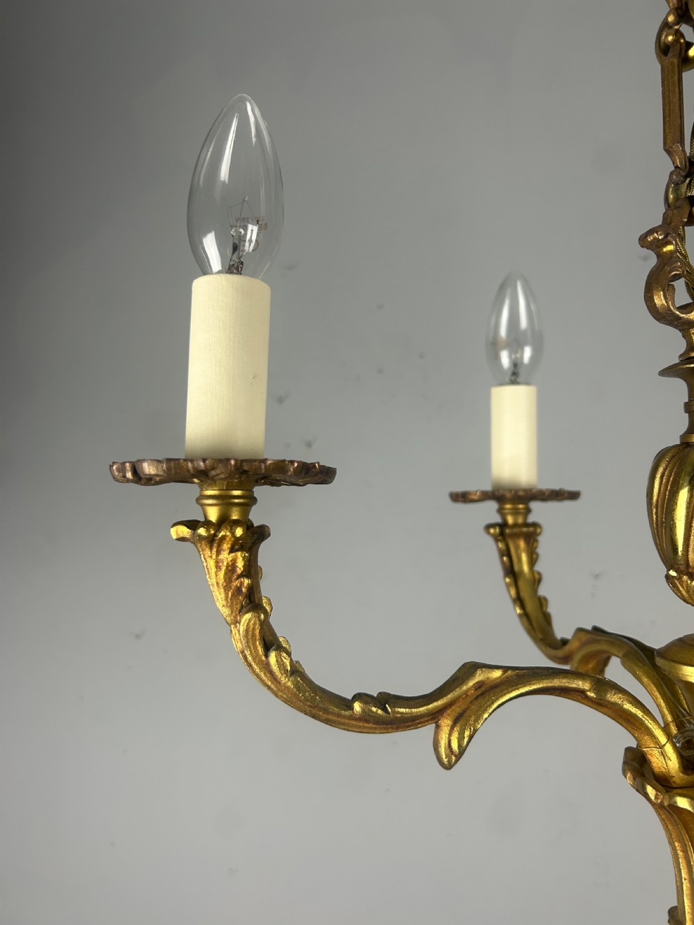 French Gilt Bronze Antique 4 Light Chandelier  View IX
