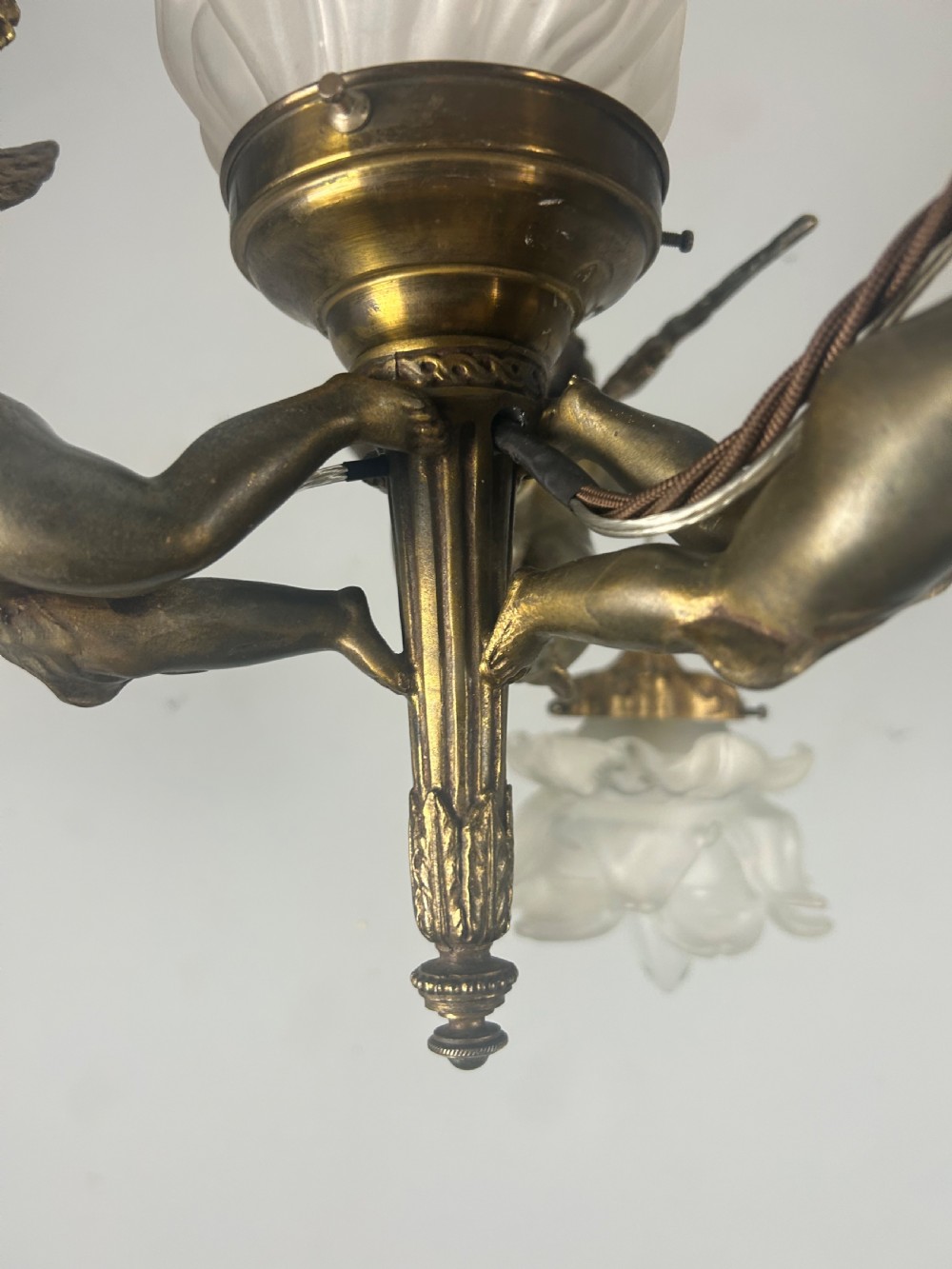 French Bronze 4 Light Cherub Chandelier  View VII