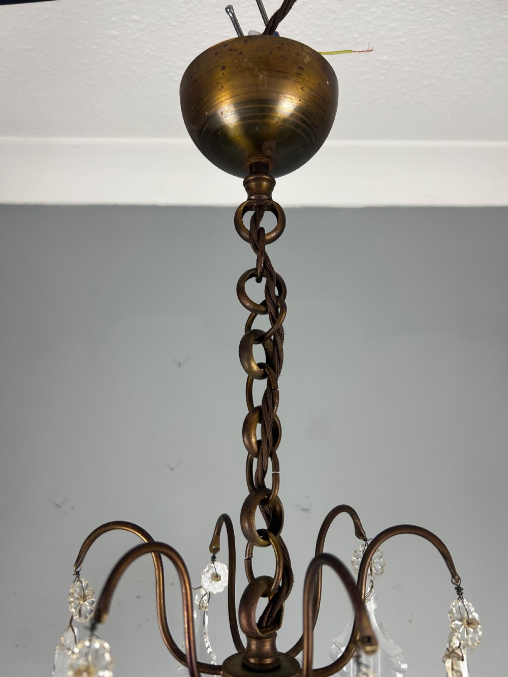 French Bronzed Crystal 6 Light Antique Chandelier  View XII