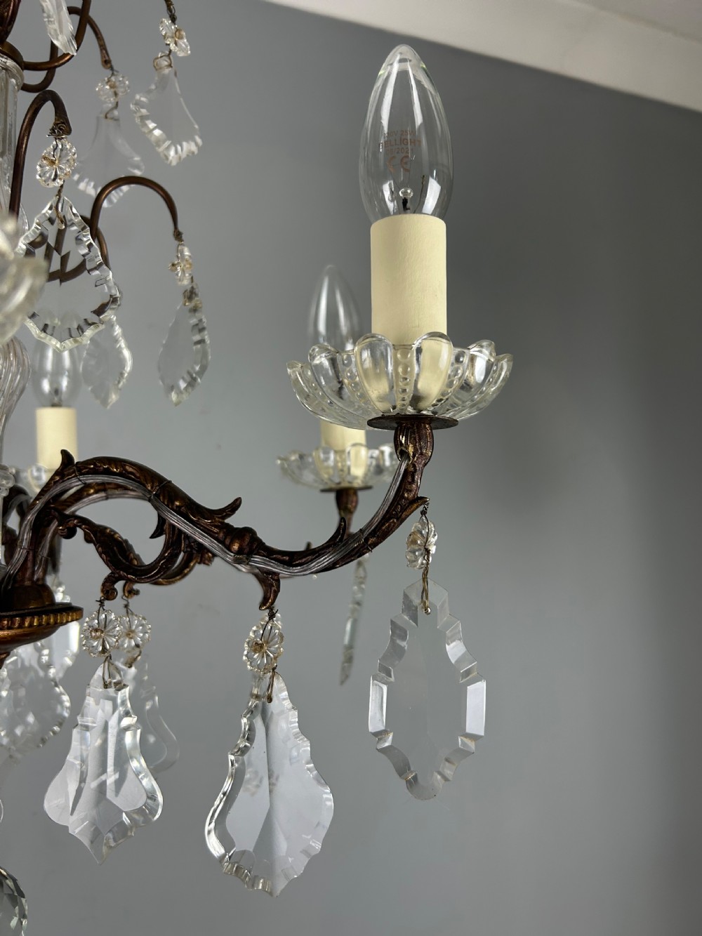 French Bronzed Crystal 6 Light Antique Chandelier  View XIII