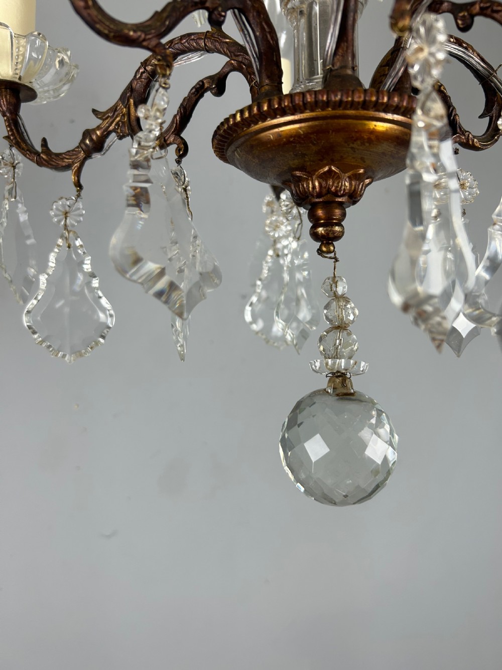 French Bronzed Crystal 6 Light Antique Chandelier  View XIV