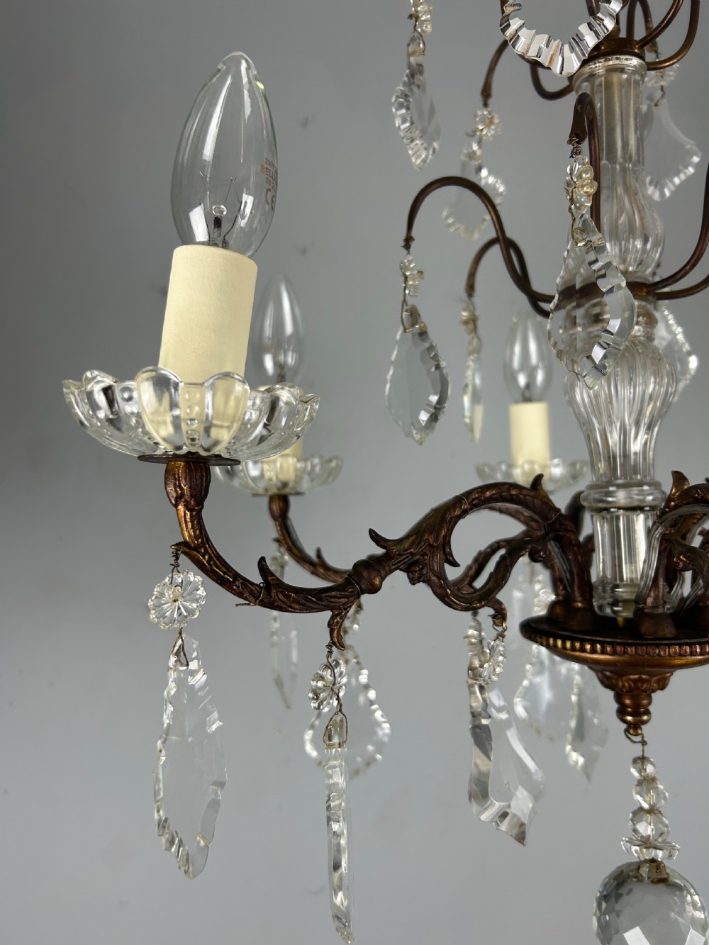French Bronzed Crystal 6 Light Antique Chandelier  View XV