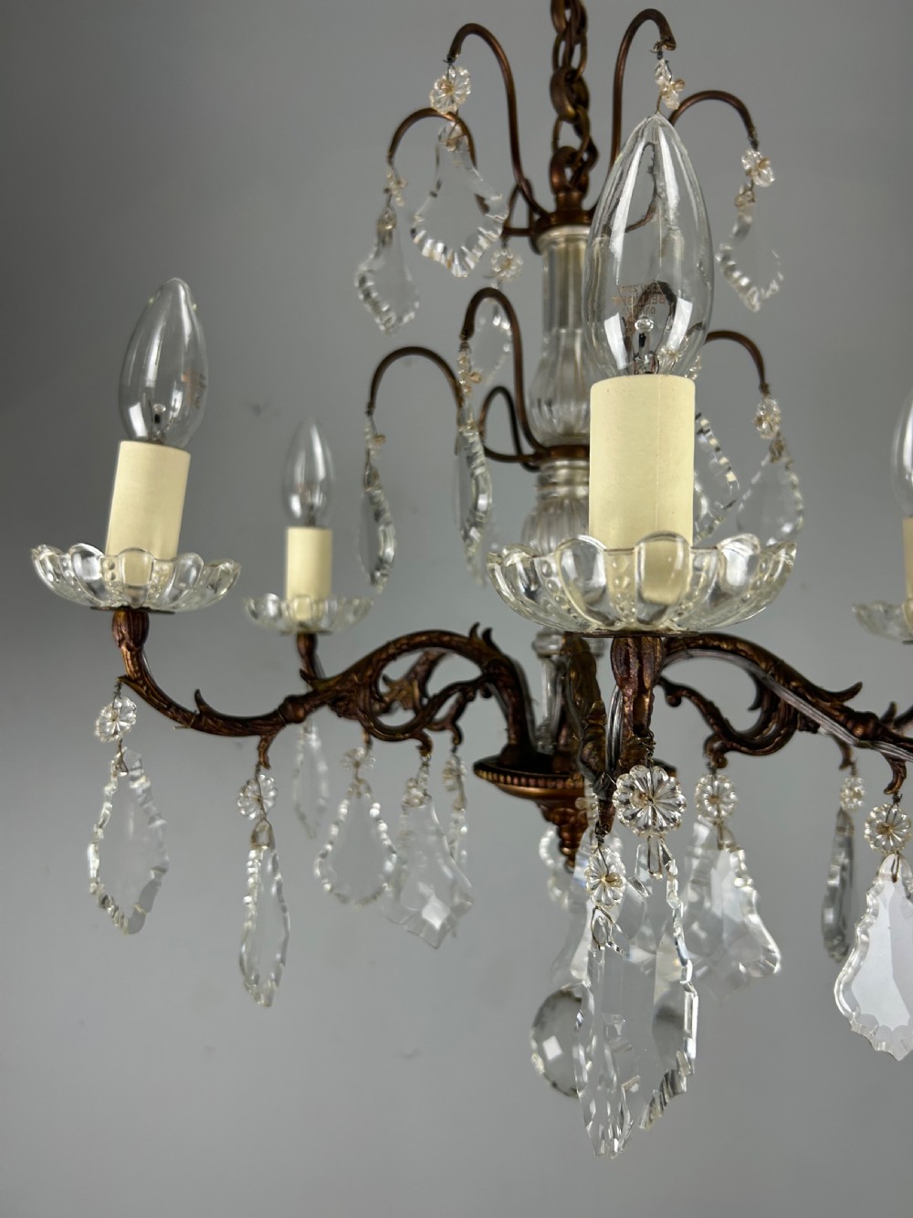 French Bronzed Crystal 6 Light Antique Chandelier  View XVIII