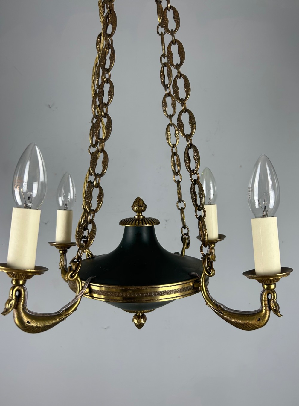 French 4 Arm Empire Antique Chandelier View VI