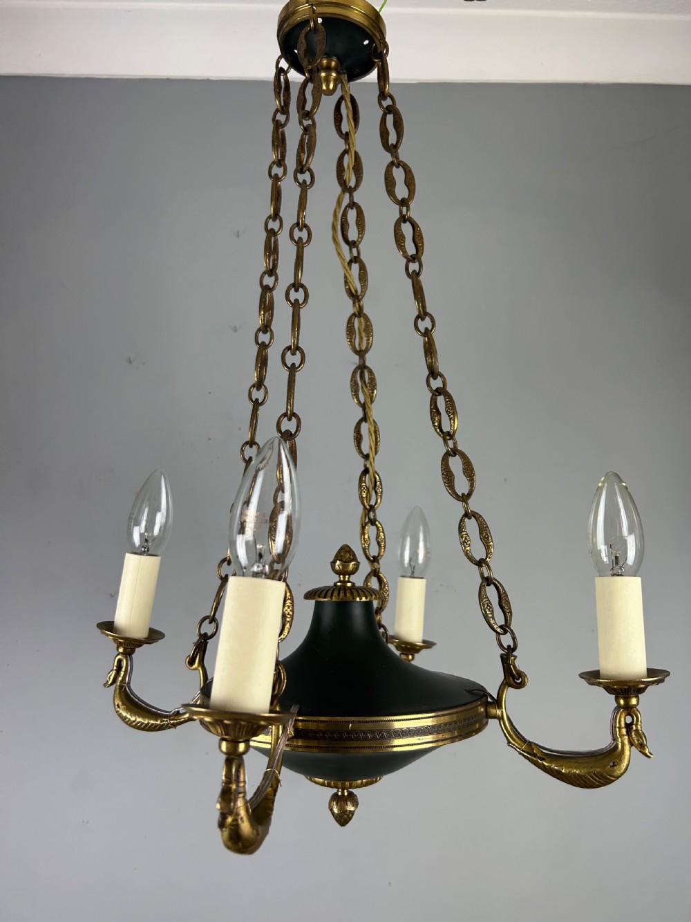 French 4 Arm Empire Antique Chandelier View IX