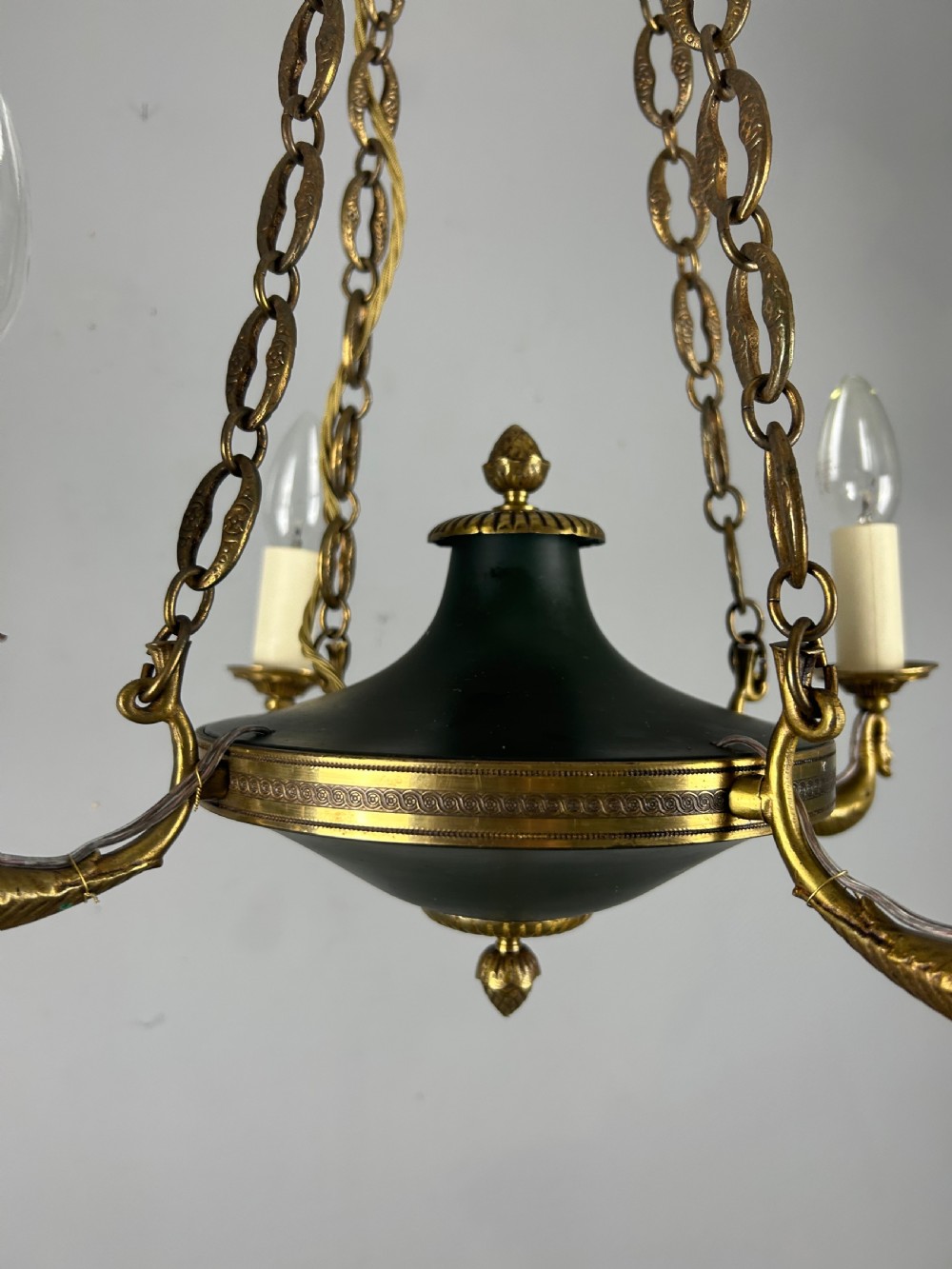 French 4 Arm Empire Antique Chandelier View XI