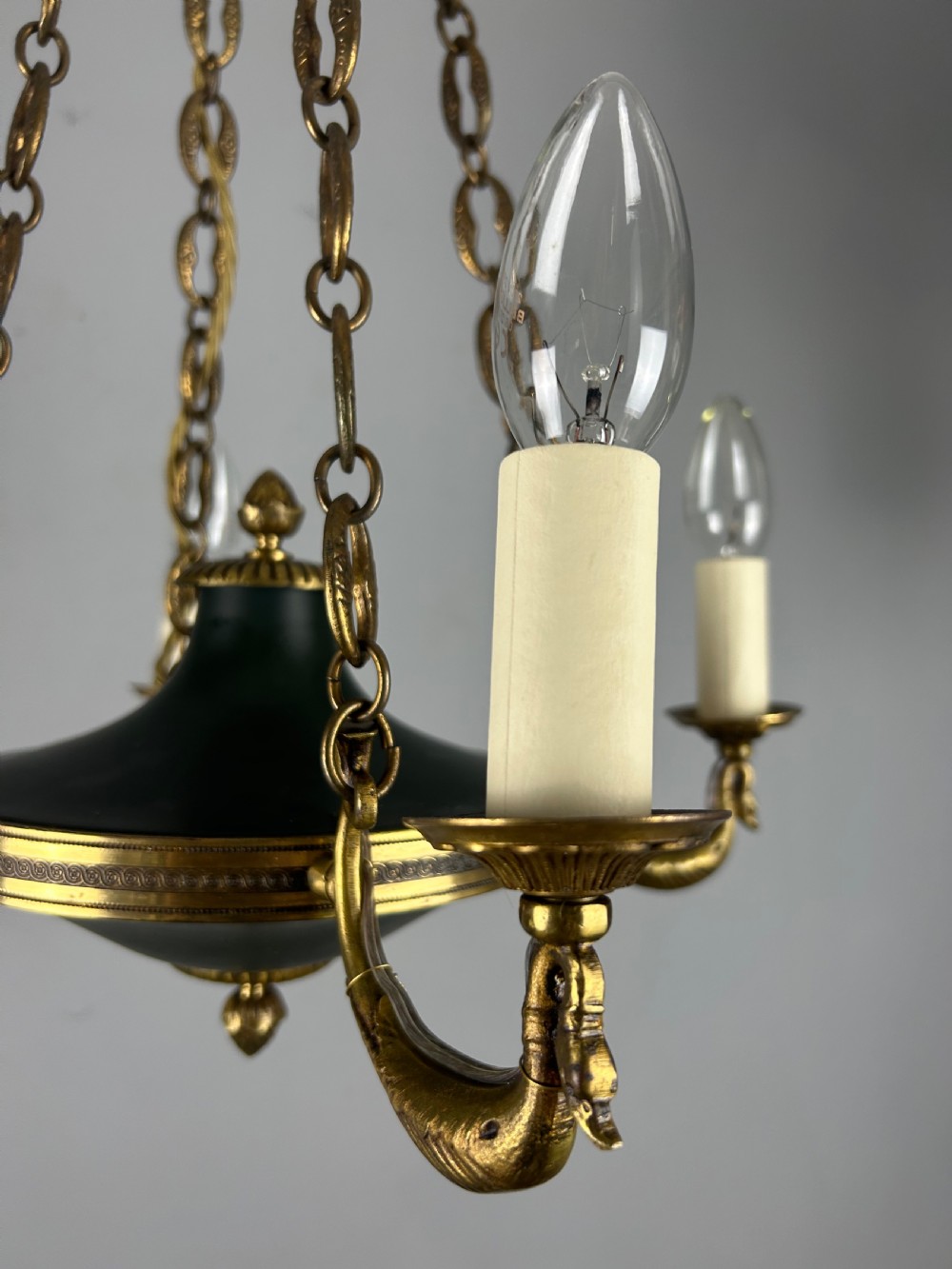 French 4 Arm Empire Antique Chandelier View XII