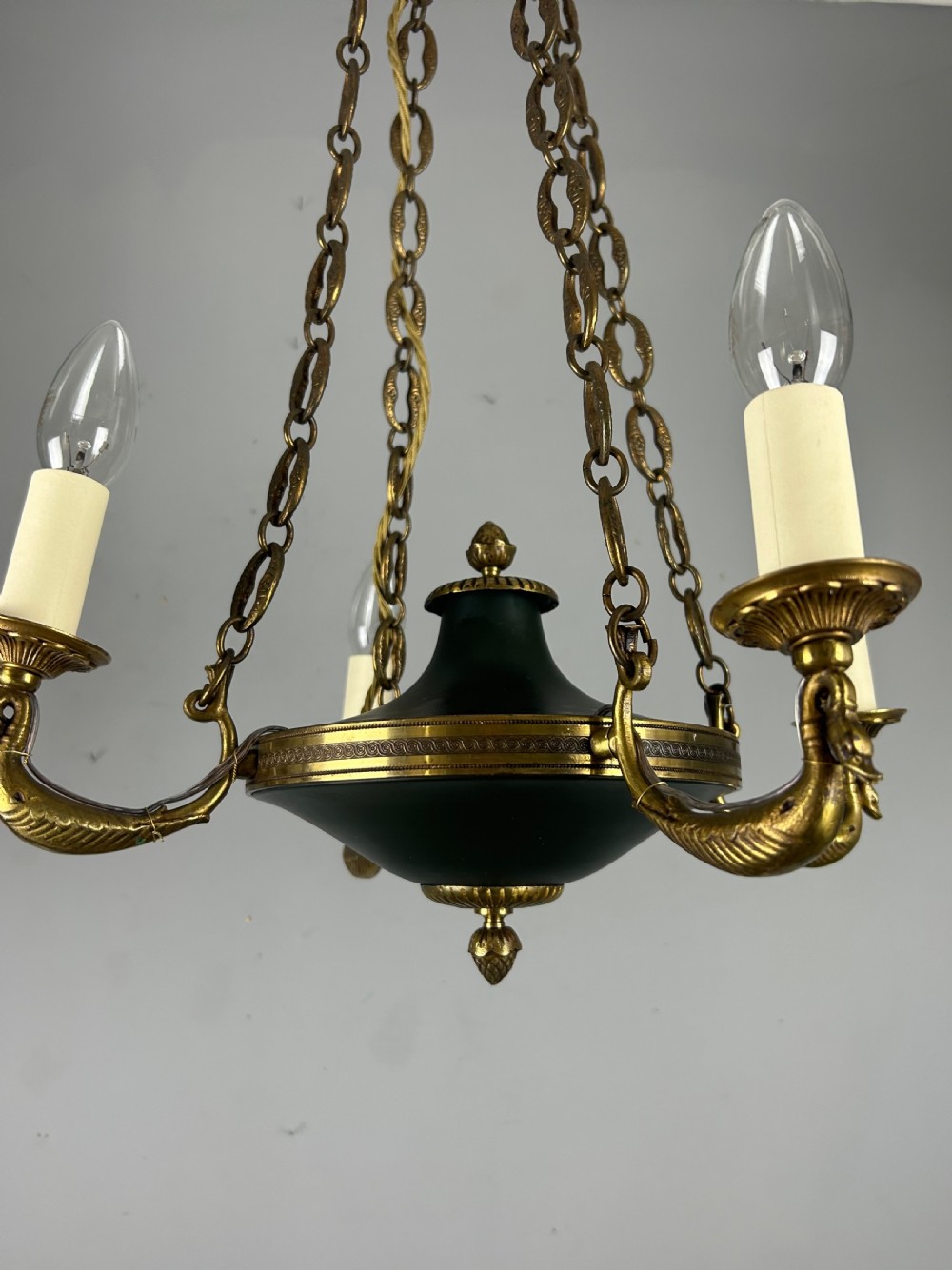 French 4 Arm Empire Antique Chandelier View XIII