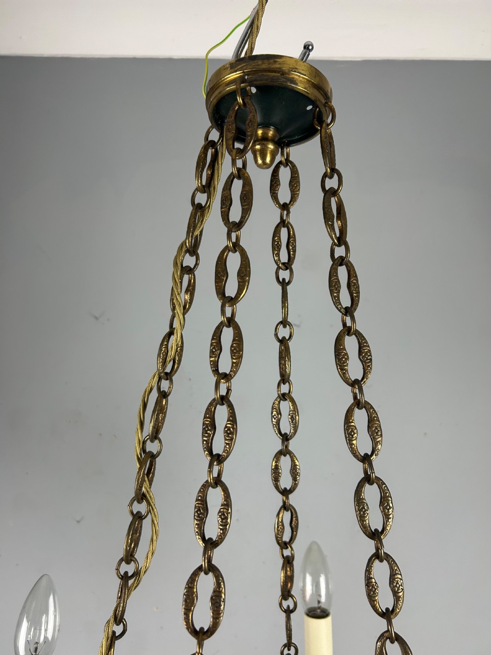 French 4 Arm Empire Antique Chandelier View XIV