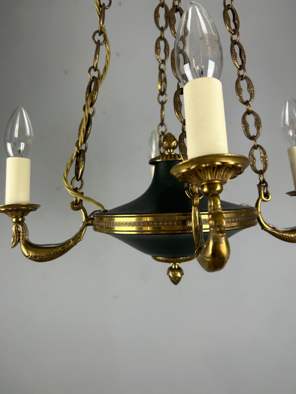 French 4 Arm Empire Antique Chandelier View XVI