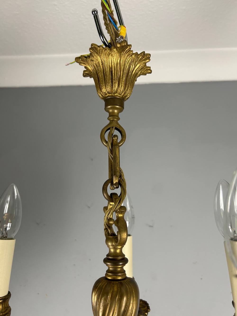 French Gilt Brass 5 Light Antique Chandelier  View VII