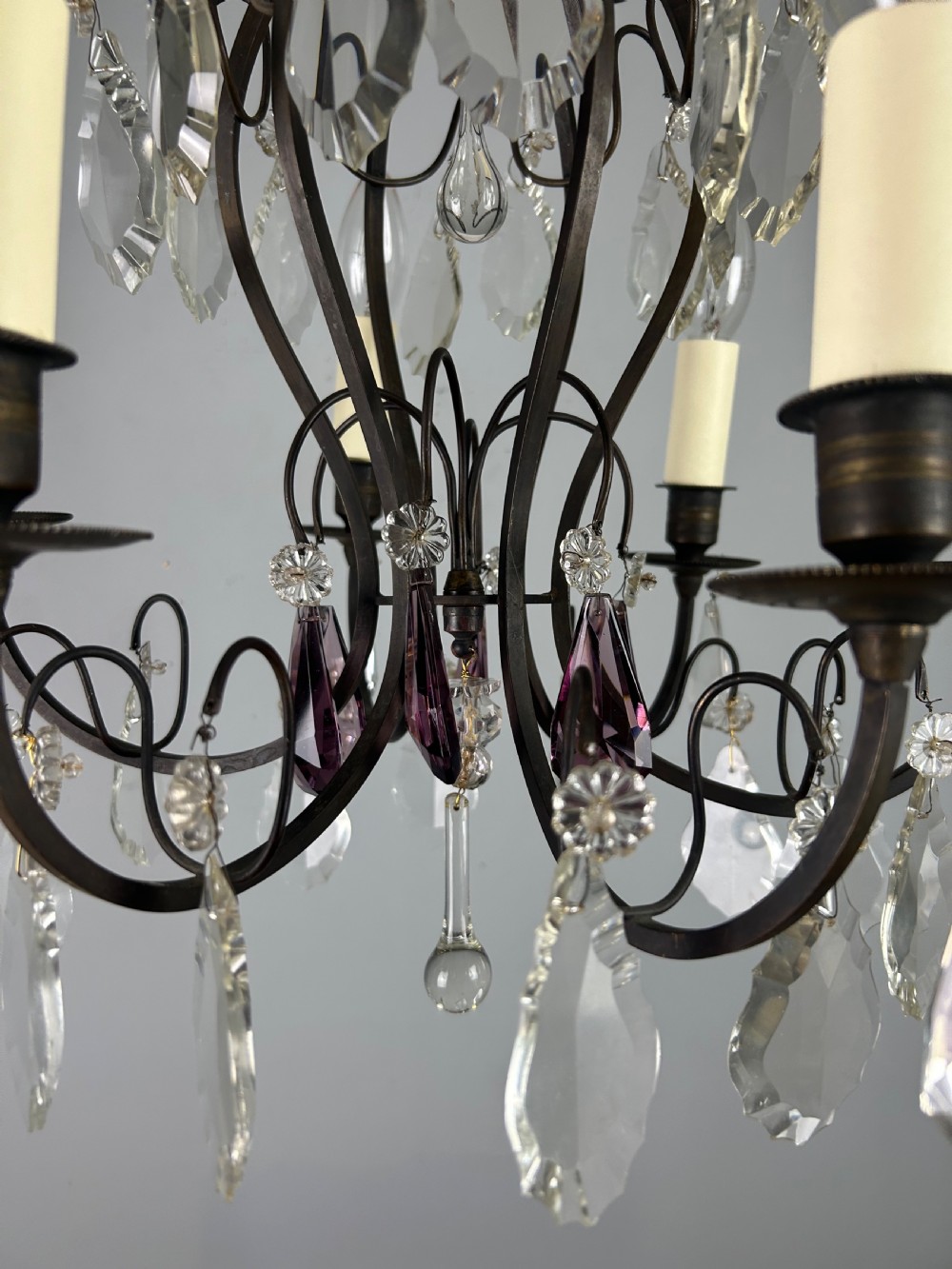 French Dark Brass 6 Light Birdcage Antique Chandelier  View XIII