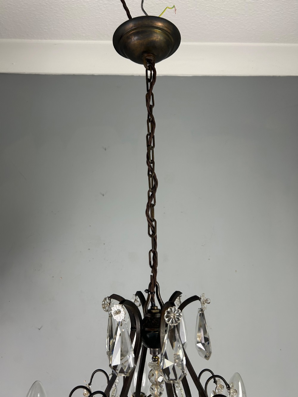 French Dark Brass 6 Light Birdcage Antique Chandelier  View XVII