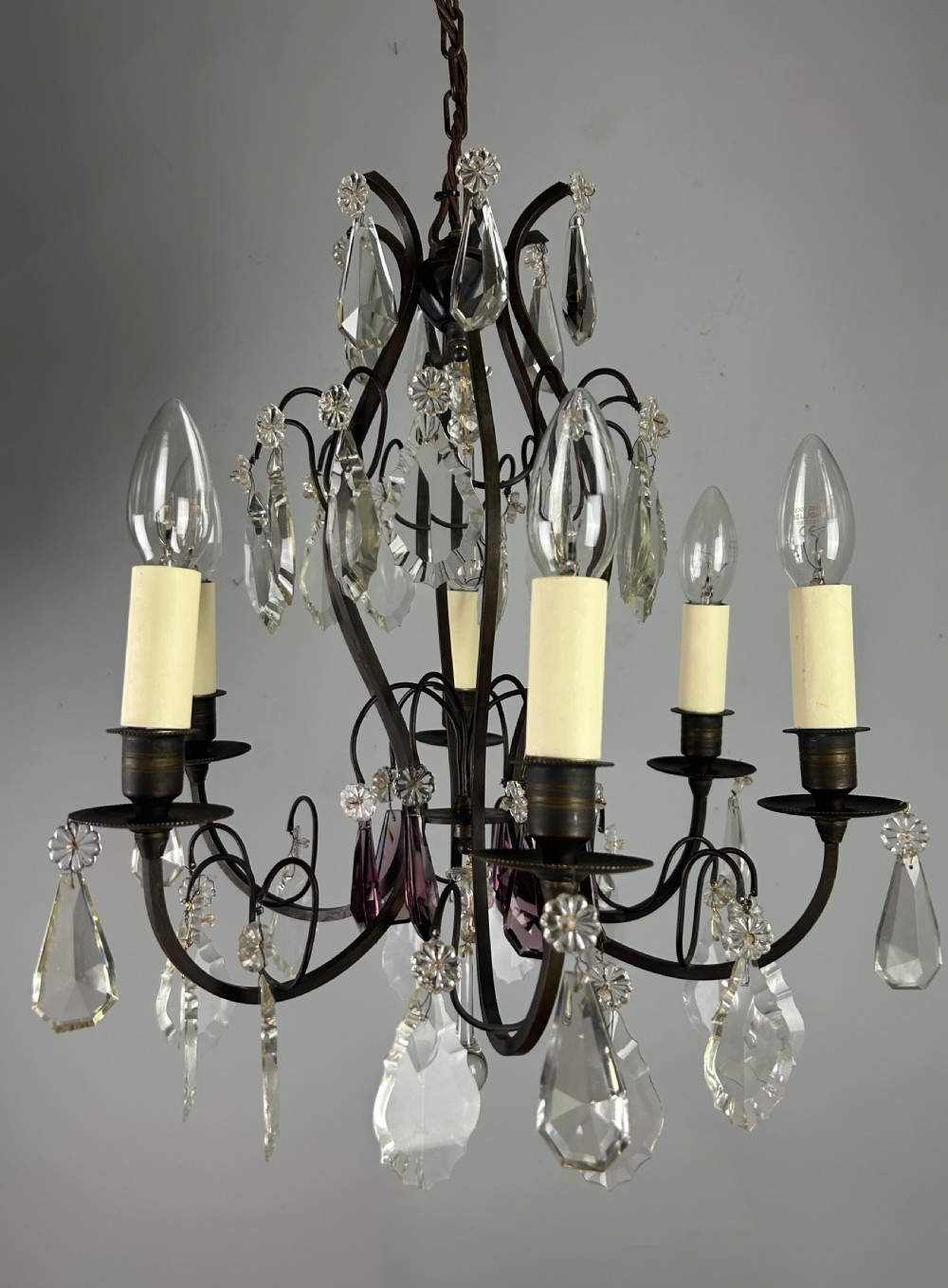 French Dark Brass 6 Light Birdcage Antique Chandelier  View XVIII