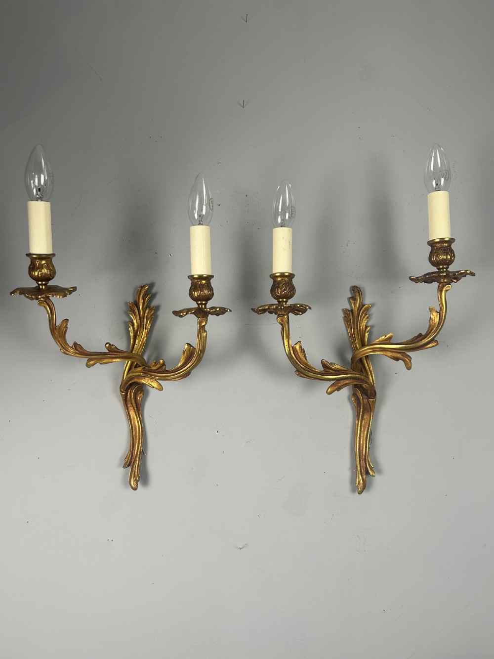 Pair Of French Gilt Brass Antique Wall Lights View II