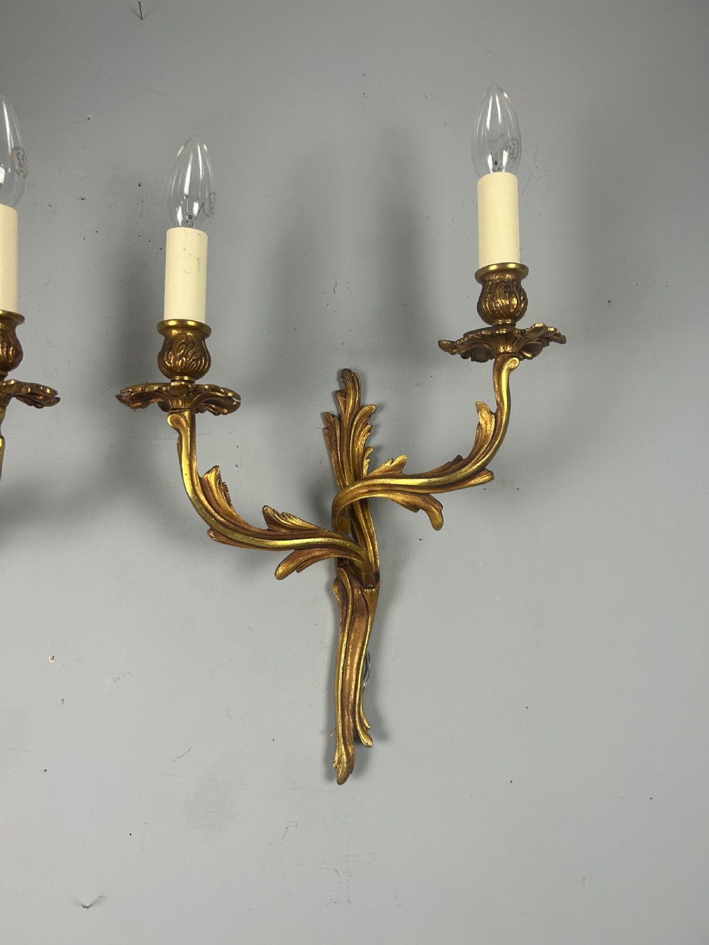 Pair Of French Gilt Brass Antique Wall Lights View III