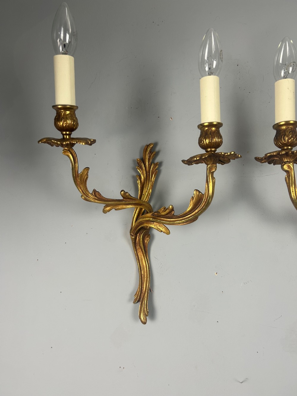 Pair Of French Gilt Brass Antique Wall Lights View IV