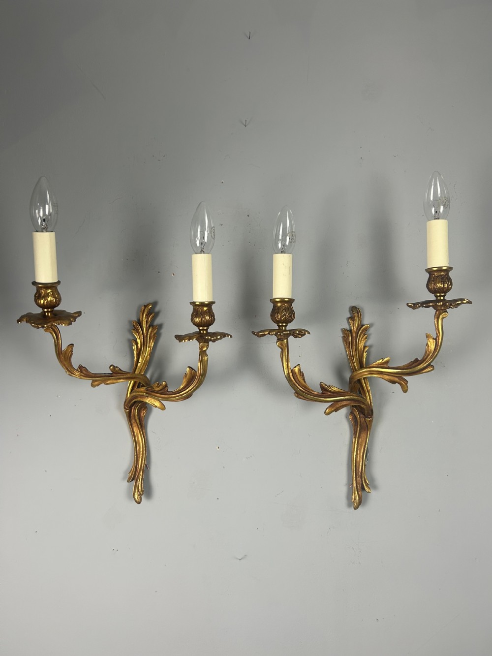 Pair Of French Gilt Brass Antique Wall Lights View V