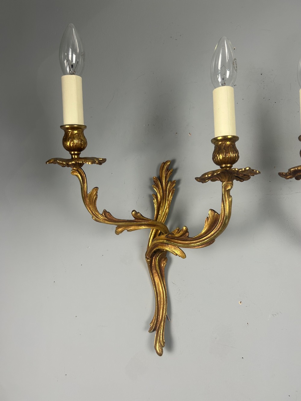 Pair Of French Gilt Brass Antique Wall Lights View VIII