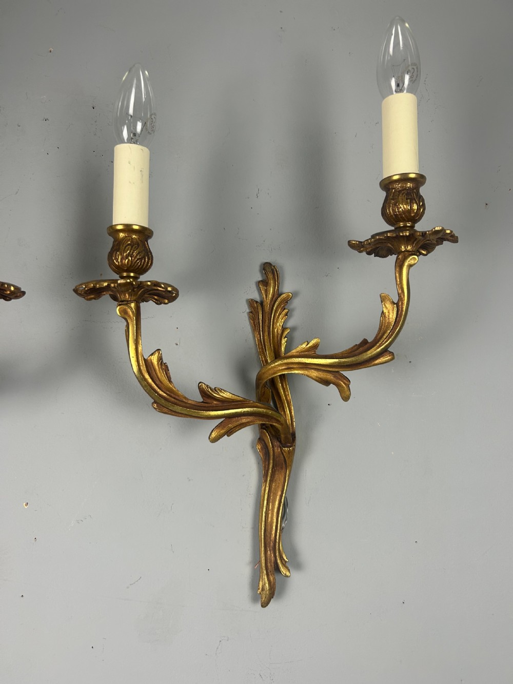 Pair Of French Gilt Brass Antique Wall Lights View IX