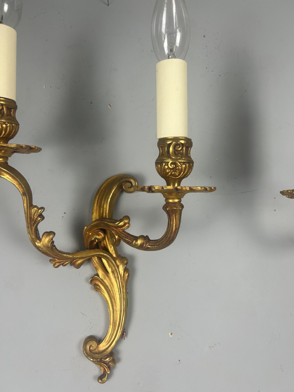 Pair Of French Gilded Twin Arm Antique Wall Lights View VI