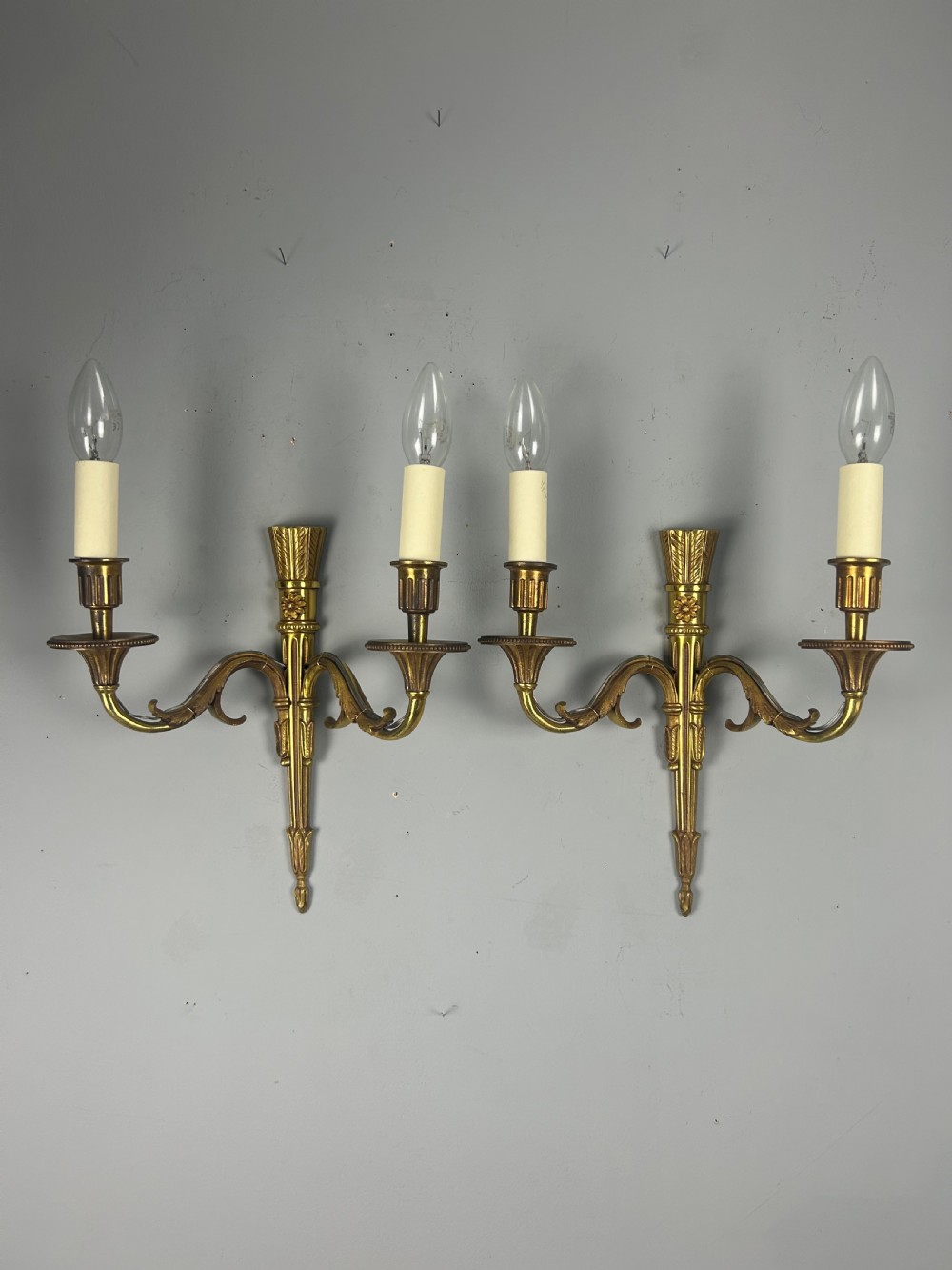 French Pair Of Gilded Bronze Antique Wall Lights