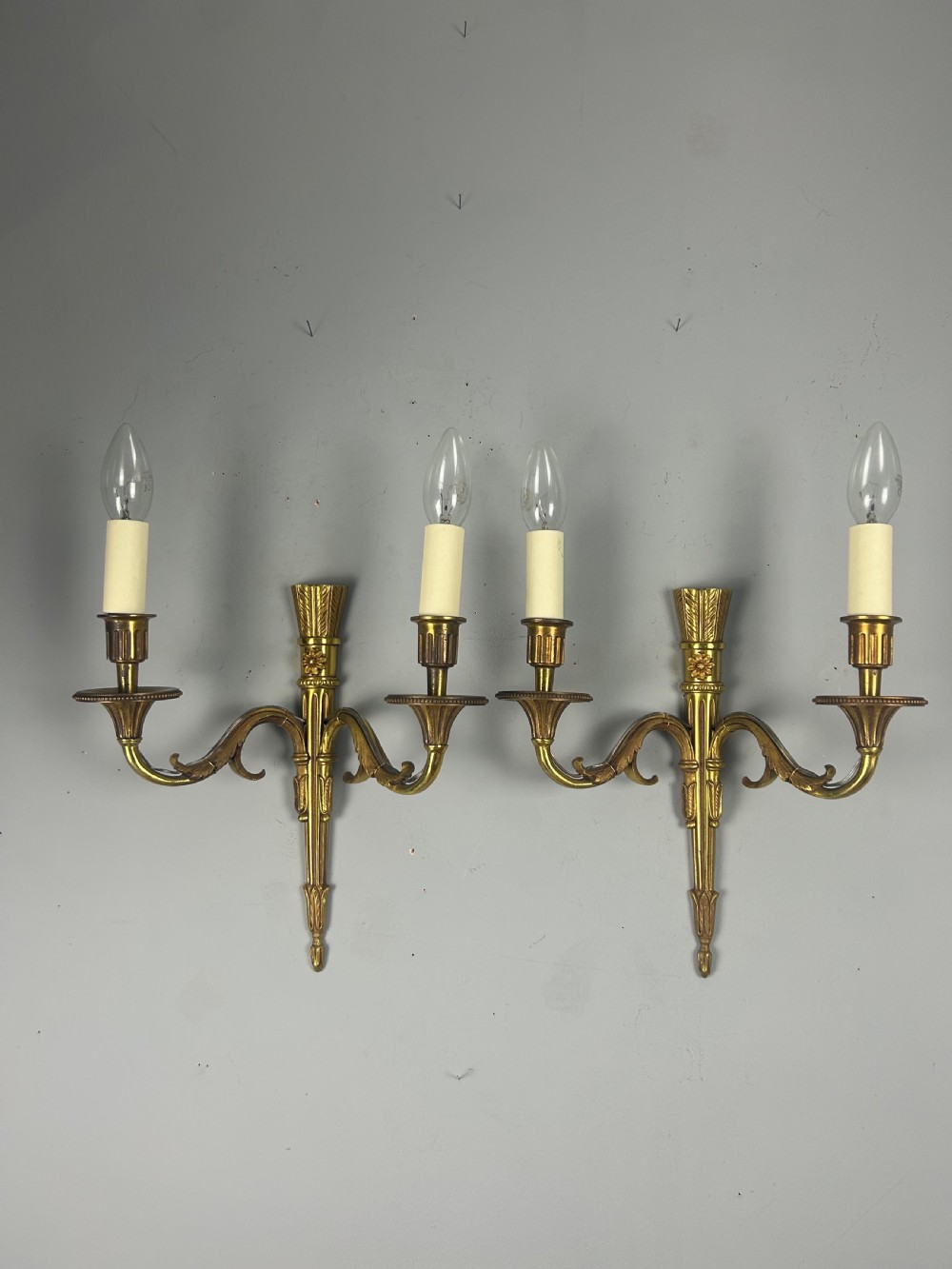 French Pair Of Gilded Bronze Antique Wall Lights View II