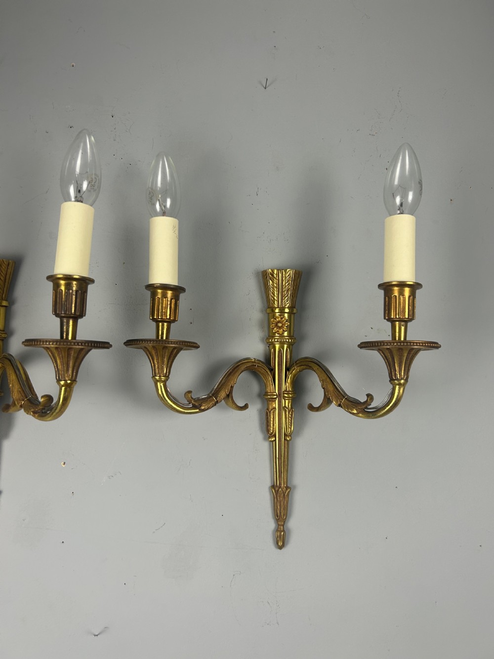 French Pair Of Gilded Bronze Antique Wall Lights View III