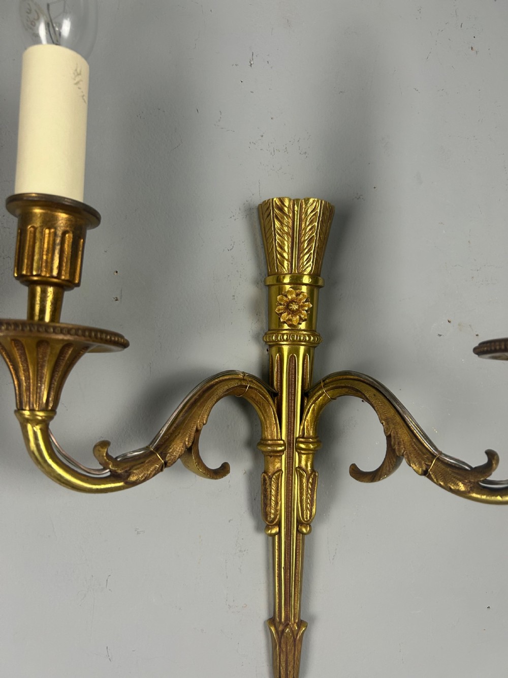 French Pair Of Gilded Bronze Antique Wall Lights View IV