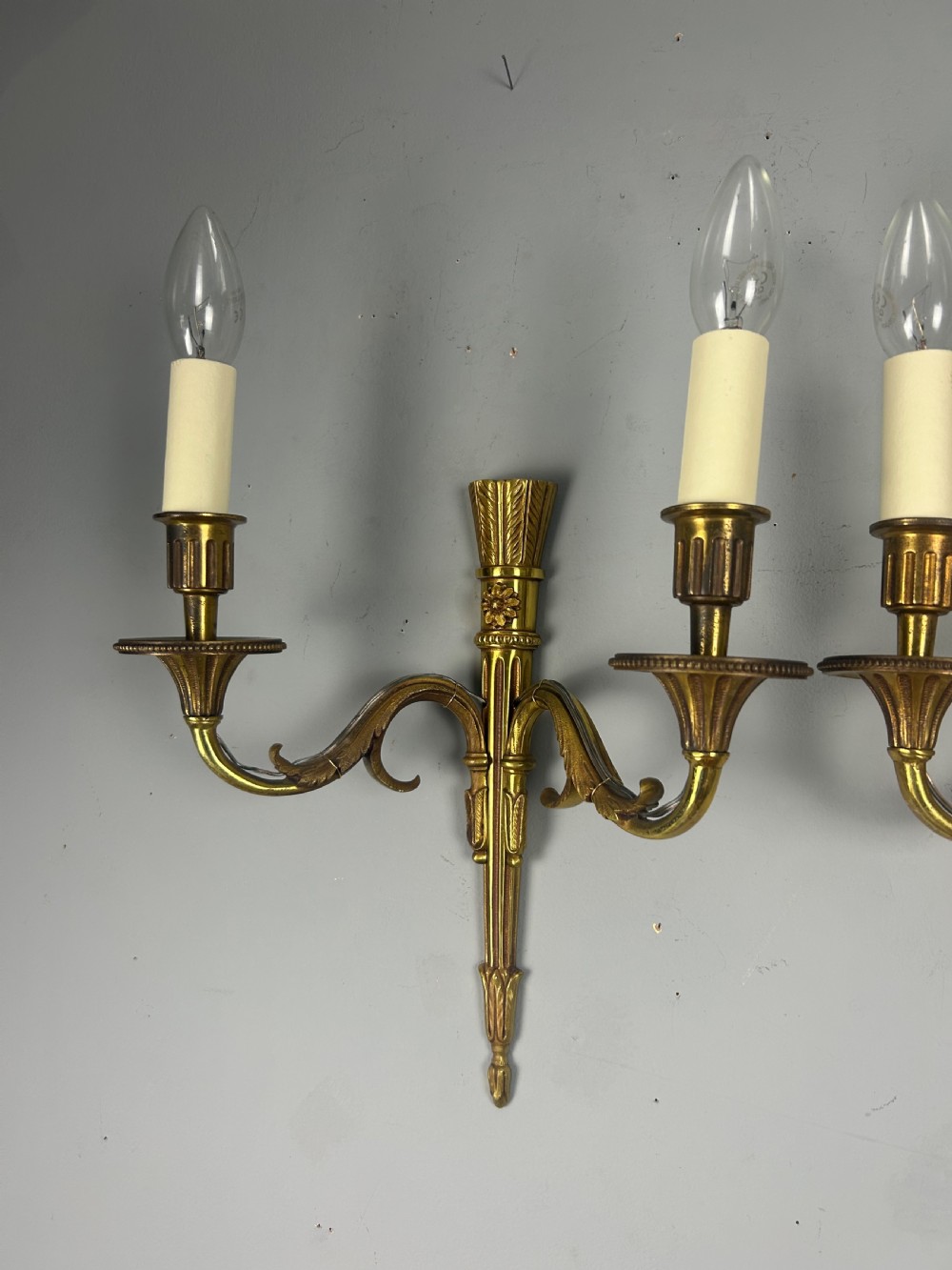 French Pair Of Gilded Bronze Antique Wall Lights View VI