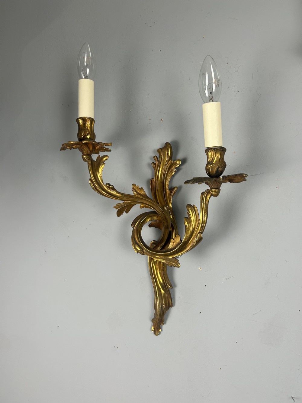 Pair Of French Gilt Brass Antique Wall Lights View IX