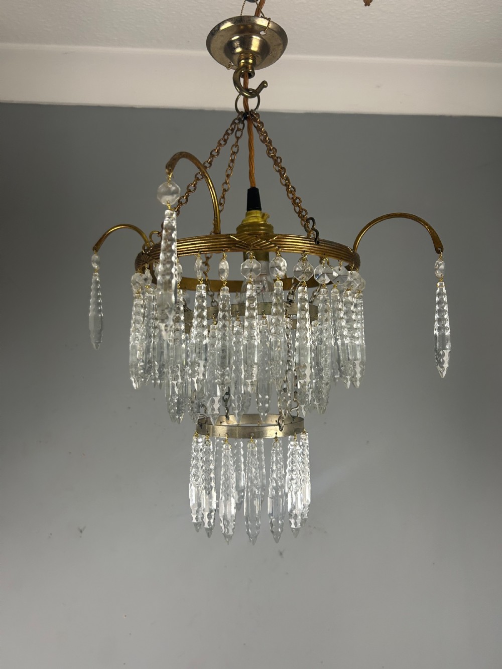 Three Tier Glass Chandelier, Ceiling Light