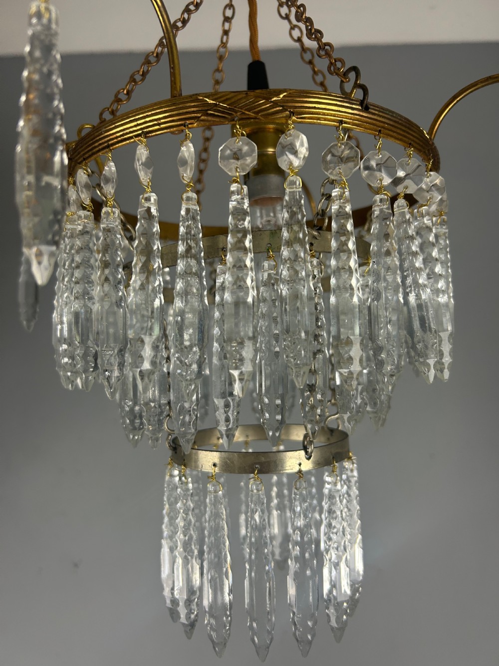 Three Tier Glass Chandelier, Ceiling Light View X
